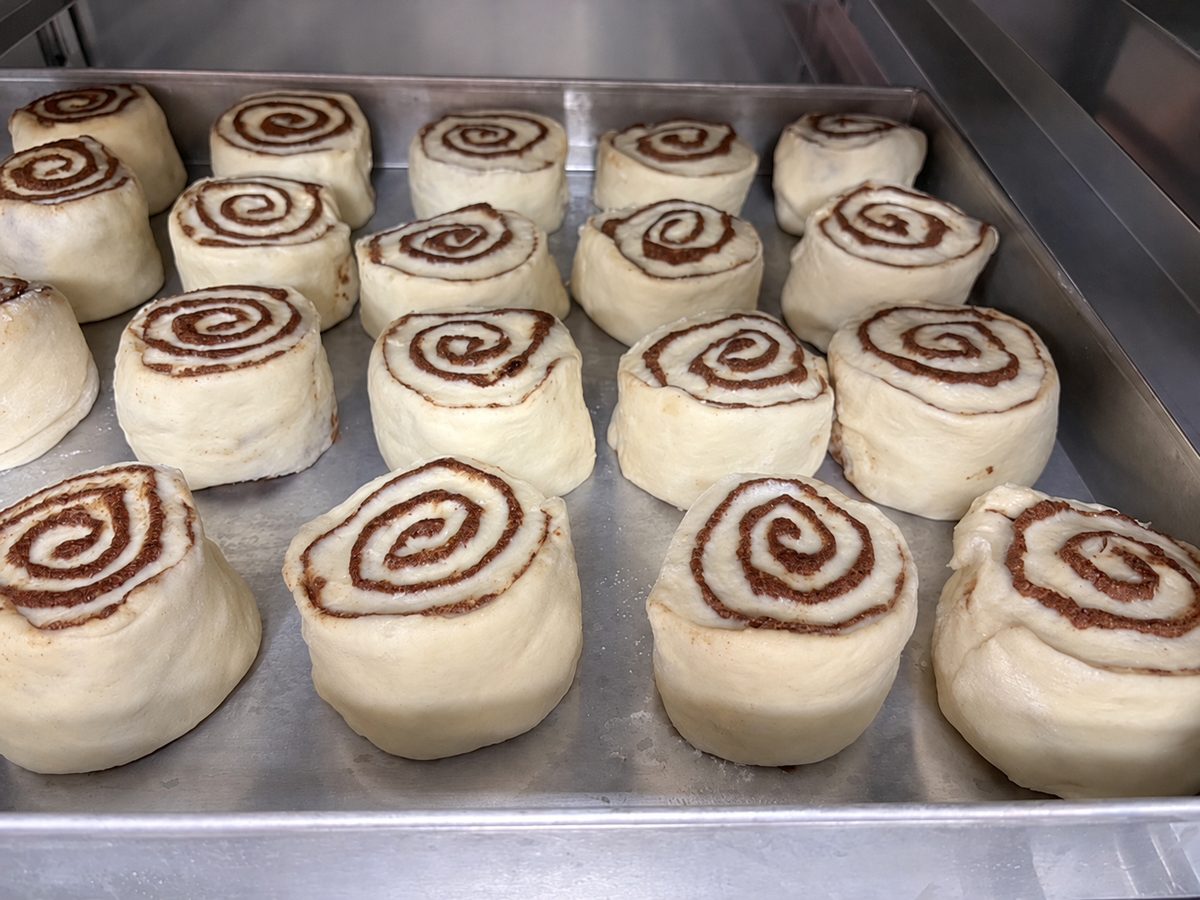 Tray of freshly rolled dough